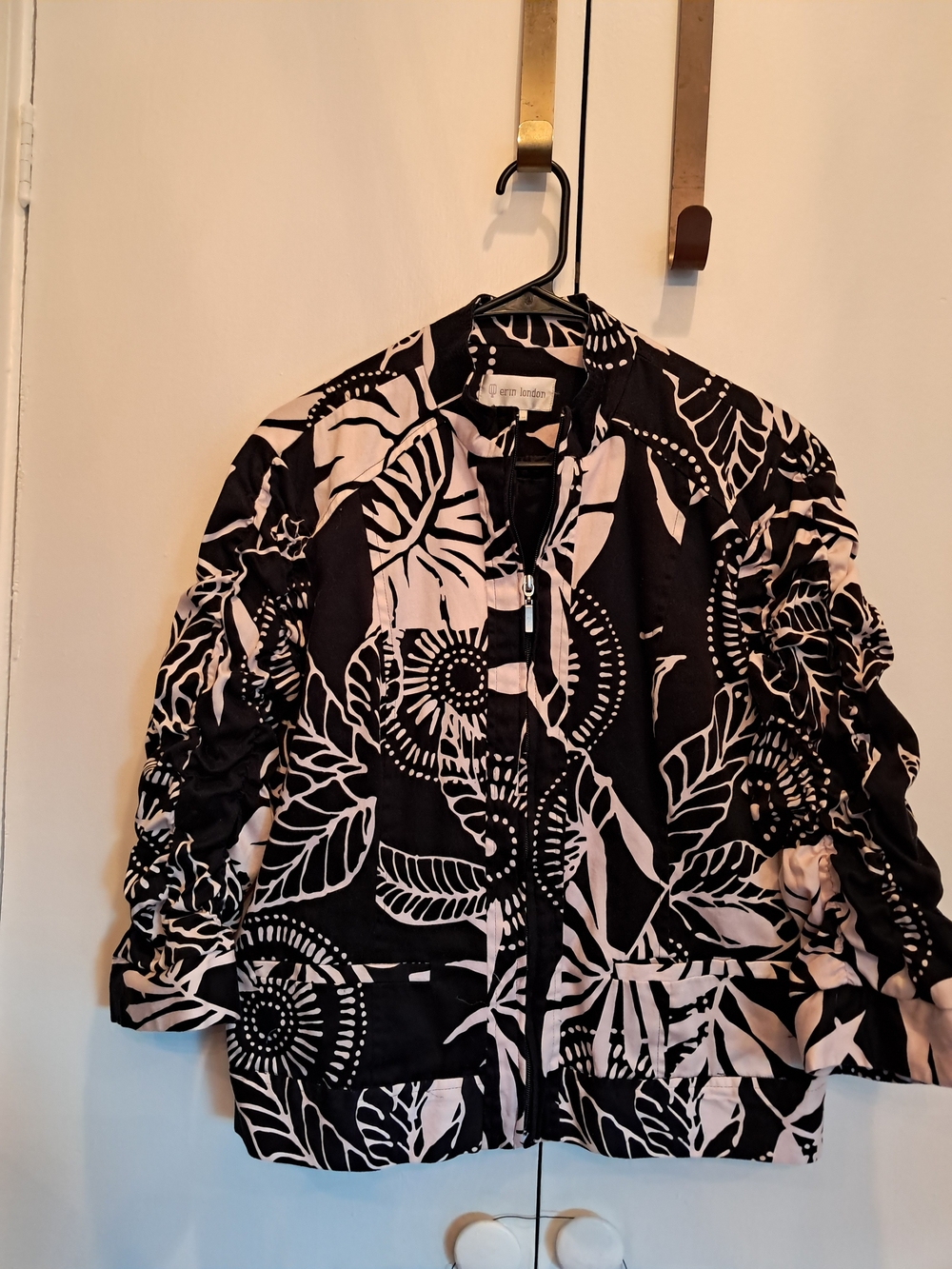 erin london Black and White Floral Bomber Jacket